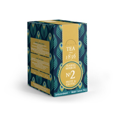 TEABAG MIXBOX FRIUT&EXOTIC
3X4 bustine (Bora Bora, Cloud Catcher, Rhubarb Spritzer)