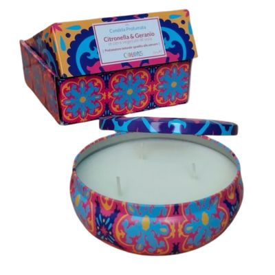 CANDELA PROFUMATA IN CERA VEGETALE DI SOIA – ANTIZANZARE – CITRONELLA E GERANIO – 400 g