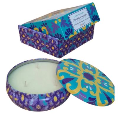 CANDELA COLORS PROFUMATA IN CERA VEGETALE DI SOIA – ANTIZANZARE – CITRONELLA E LAVANDA – 400 g
